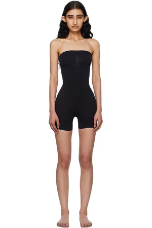 SKIMS Black Seamless Sculpt Strapless Shortie Bodysuit