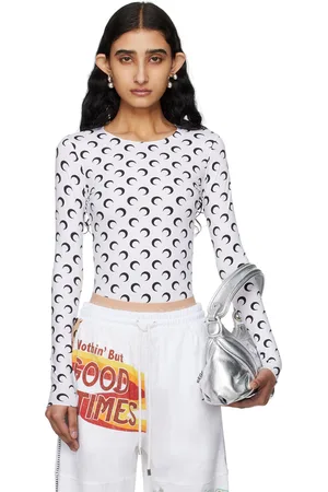 Marine Serre White All Over Moon Long Sleeve T-Shirt