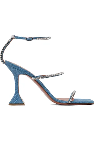 Amina Muaddi Blue Gilda Heeled Sandals