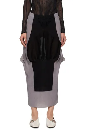 Issey Miyake Gray & Black Shaped Nude Maxi Skirt