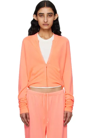 SKIMS Orange Modal French Terry Shrunken Zip Up Sweatshirt