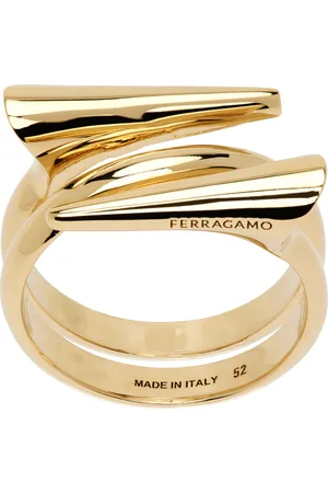 Salvatore Ferragamo Gold Gancini Point Ring