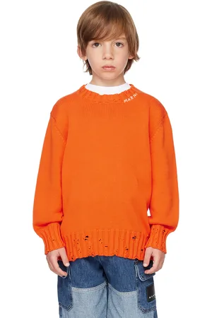 Marni Kids Orange Embroidered Sweater