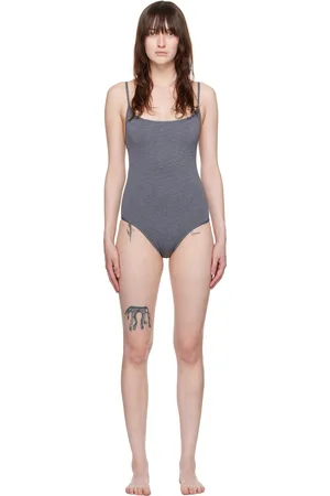 Totême Gray Square Neck Swimsuit