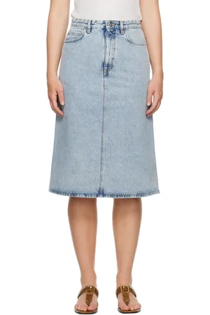 Totême Blue Five-Pocket Denim Midi Skirt