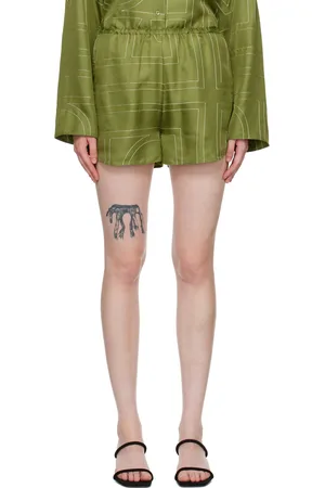 Totême Green Monogram Shorts