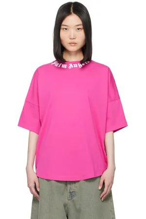 Palm Angels Pink Neck Logo T-Shirt