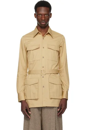 DRIES VAN NOTEN Beige Belted Utility Shirt