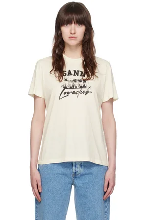 Ganni Off-White Printed T-Shirt