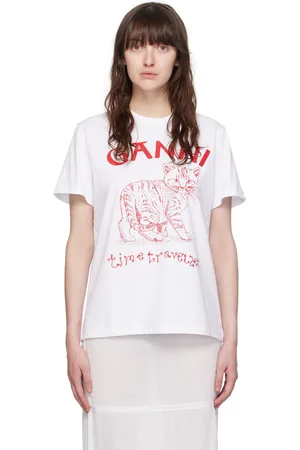 Ganni White Embroidered T-Shirt