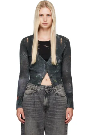 R13 Gray Cropped Cardigan