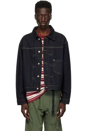 UNIFORM Navy Pleated Denim Jacket