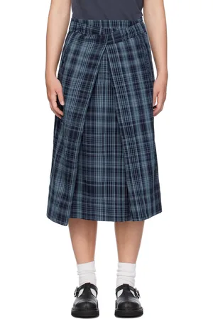YMC Blue & Indigo George Midi Skirt