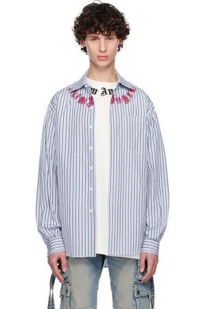 Palm Angels Blue Striped Shirt