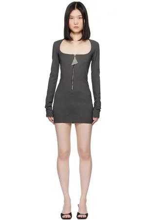 The Attico Gray Half-Zip Minidress