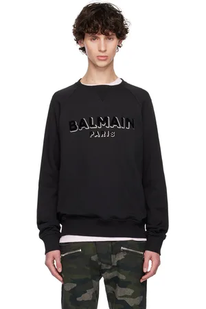 Balmain Black Metallic Flocked Sweatshirt