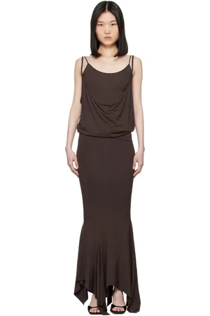 The Attico Brown Layered Midi Dress