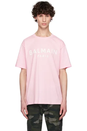 Balmain Pink Printed-Logo T-Shirt