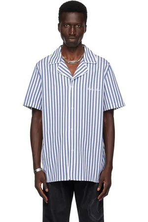 Balmain Blue & Off-White Striped Shirt
