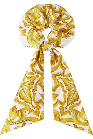 Dolce & Gabbana Kids Yellow & White Majolica Print Scrunchie