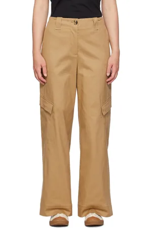Ganni Tan Straight-Leg Cargo Pants