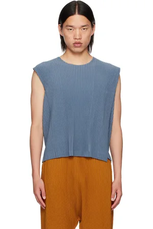 Issey Miyake Blue Rectangle Tank Top