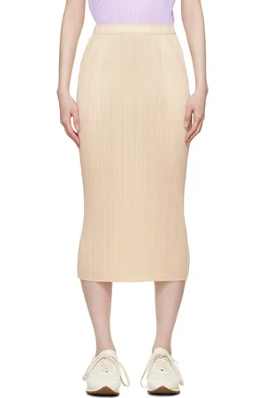 PLEATS PLEASE ISSEY MIYAKE Beige New Colorful Basics 3 Midi Skirt