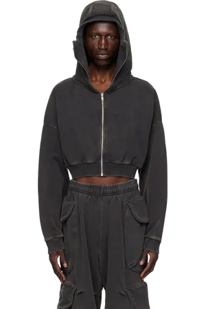 Entire Studios Black Cropped Full Zip Hoodie
