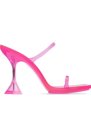 Amina Muaddi Pink Brito Slipper Heeled Sandals