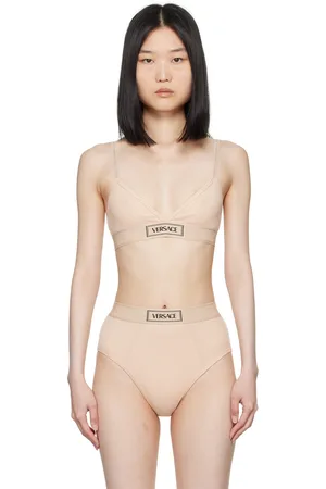 VERSACE Beige 90s Vintage Logo Bra