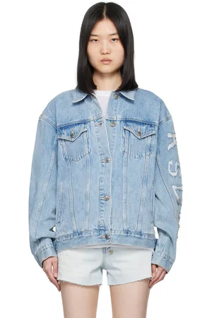 KSUBI Blue Oversized Torn Up Denim Jacket