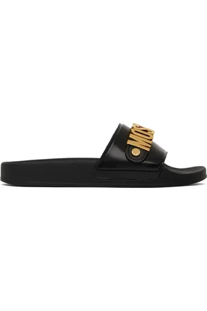 Moschino Black Lettering Logo PVC Pool Slides