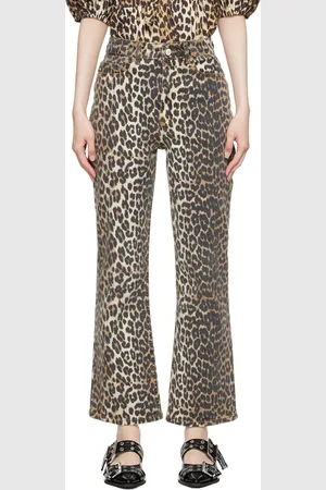 Ganni Brown & Black Leopard Betzy Cropped Jeans