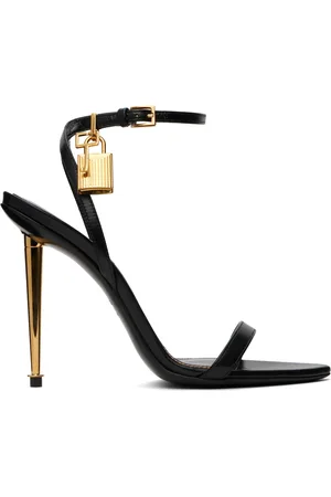 Tom Ford Black Padlock Pointy Naked Heeled Sandals