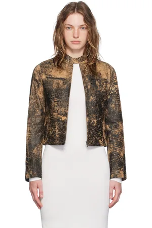 Acne Studios Black Distressed Leather Jacket