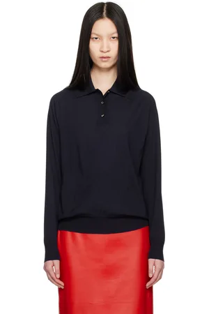 Bottega Veneta Navy Exposed Seam Polo