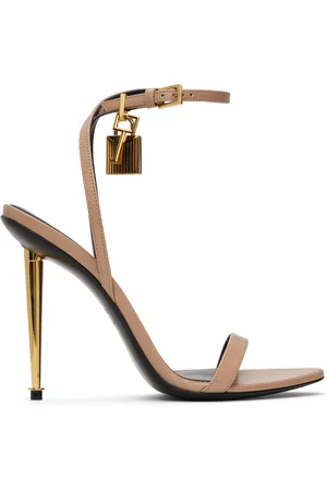 Tom Ford Beige Padlock Pointy Naked Heeled Sandals
