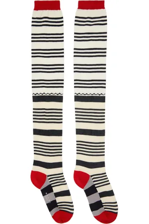 Marni Off-White & Black Patch Stripes Socks