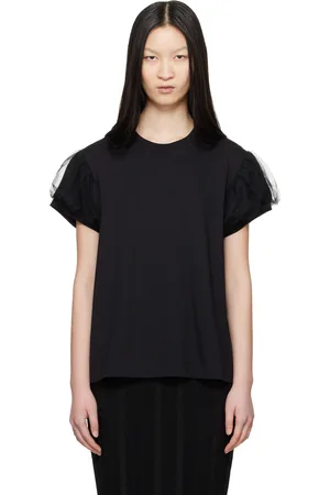 Simone Rocha Black Tulle Overlay Puff Sleeve T-Shirt