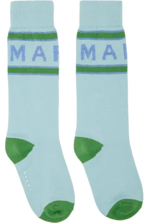 Marni Blue Mohair Logo Socks