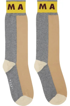 Marni Brown & Gray Colour-Block Cotton Socks