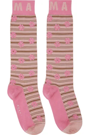 Marni Pink Flower Jacquard Socks