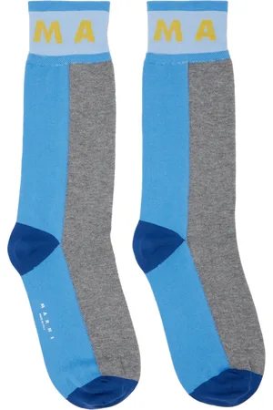 Marni Blue & Gray Colour-Block Cotton Socks