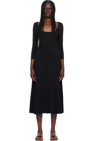 Staud Black Douvres Midi Dress