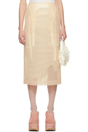 Simone Rocha Beige Pencil Midi Skirt