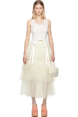Simone Rocha White Bow Tail Easy Tank Top