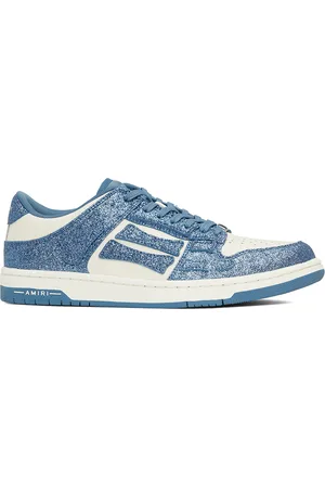 AMIRI White & Blue Shimmer Skel Top Low Sneakers