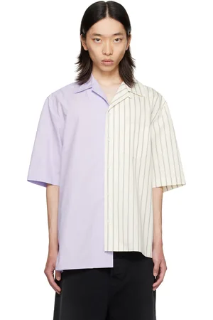 Lanvin White & Purple Asymmetrical Striped Shirt