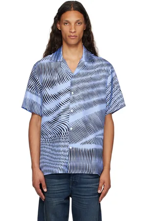 Lanvin Blue & Black Silk Shirt