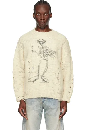 R13 Off-White Distressed Sweater